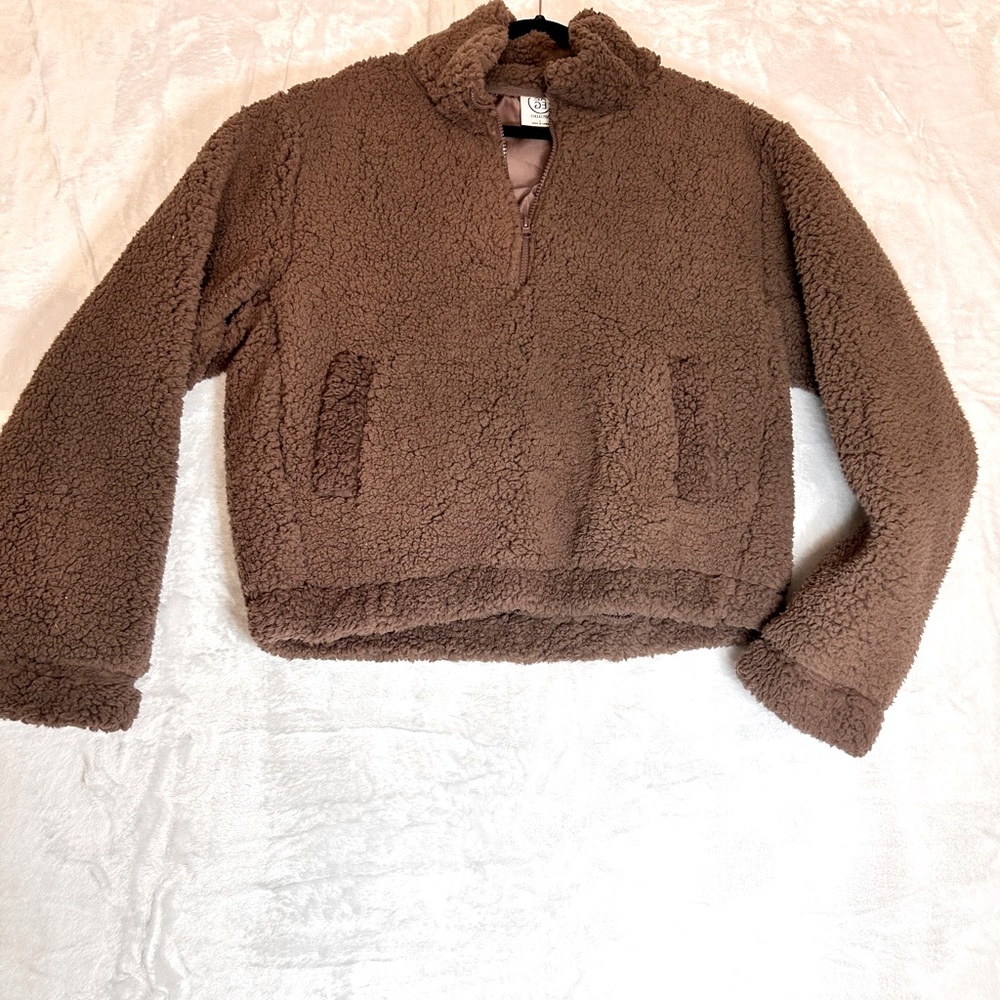 Sage Collection Jet Setter Half Zip Sherpa Pullover Top Size L